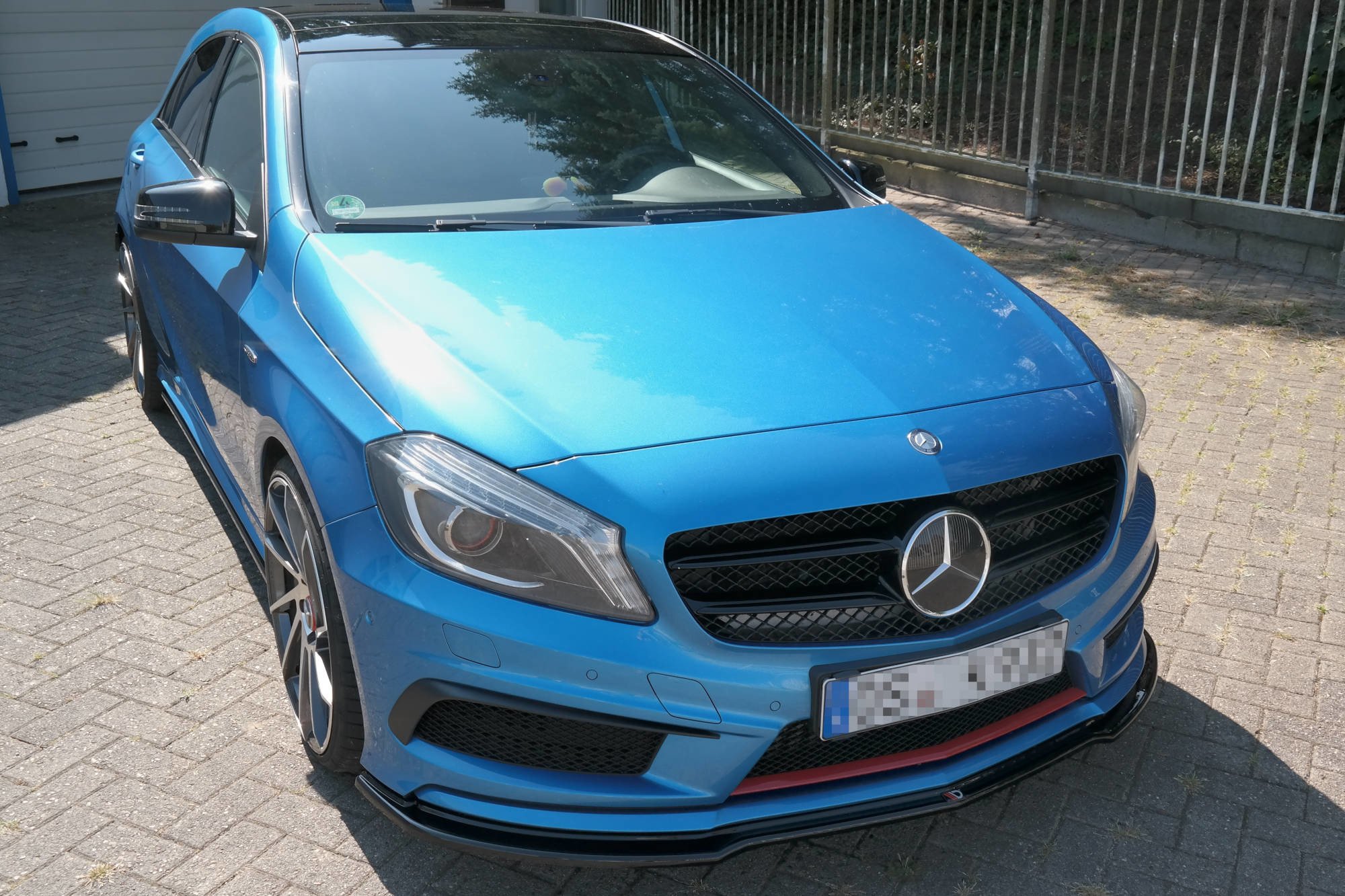 VoorSpoiler Mercedes W176 A45 AMG look M-Line Glans Zwart