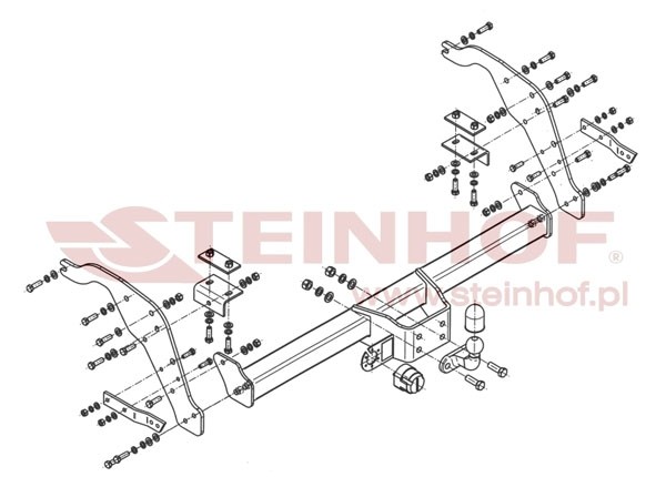 Trekhaak Ford Ranger Pickup (bumper met step) 2012-....