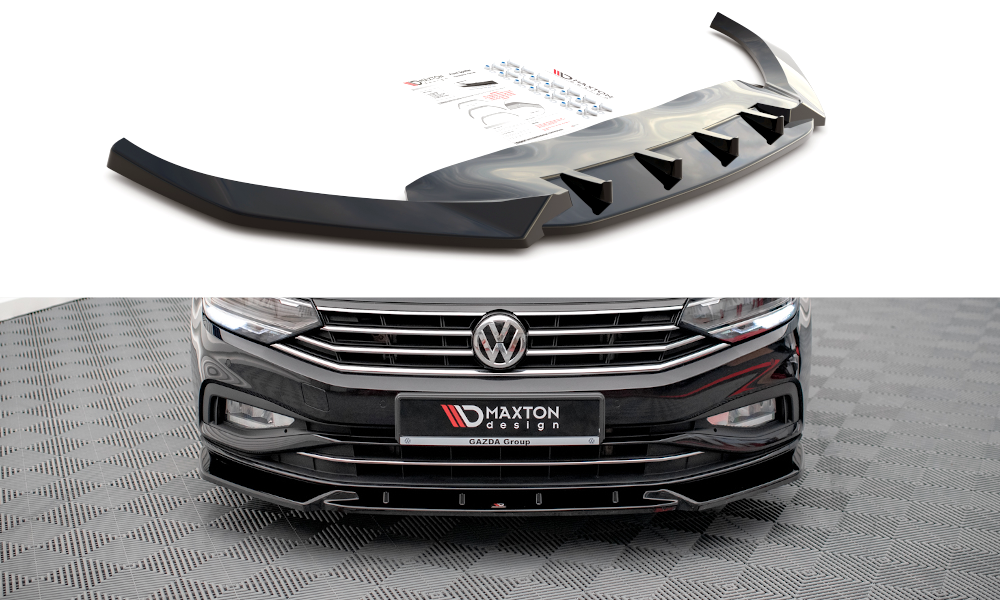 Voorspoiler V.2 VW Passat B8 FL Maxton Glans Zwart