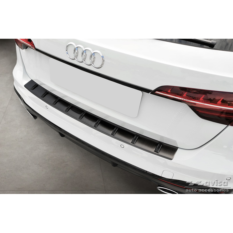 Zwart RVS Achterbumperprotector  Audi A4 Avant B9 (incl. S-Line) 2015-2019 & Facelift 2019- 'STRONG EDITION'