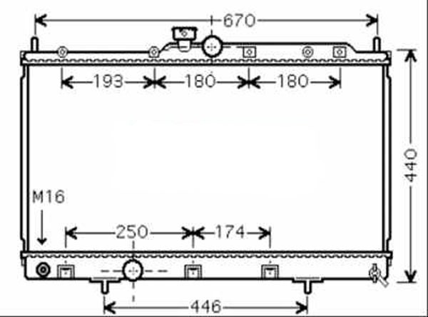 Radiator LANCER 03->> 375x685x16 1.6I-16V +/-AC