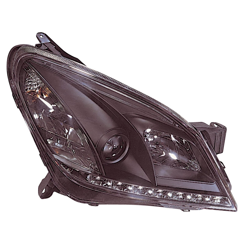 Set Koplampen in DRL-Look  Opel Astra H 2004-2009 - Zwart - incl. Stelmotor