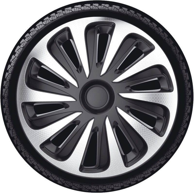 4-Delige Wieldoppenset Caliber 17-inch zilver/zwart carbon-look