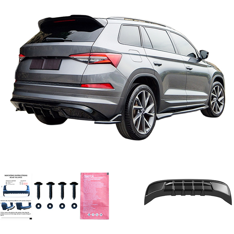 Oneway Achterbumperskirt (Diffuser)  Skoda Kodiaq I (NS7) Sportline 2017-2024 - Glanzend zwart