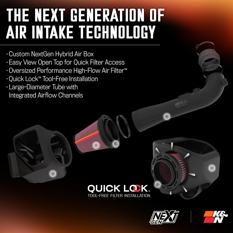 K&N NextGen Cold Air intake  Cadillac/Chevrolet /GMC 5.3L/6.2L V8 2014-2020 (50-3082)