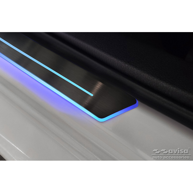 Universele Instaplijsten Zwart RVS met blauwe LED verlichting - 2-Delig - 44,8 x 4 cm