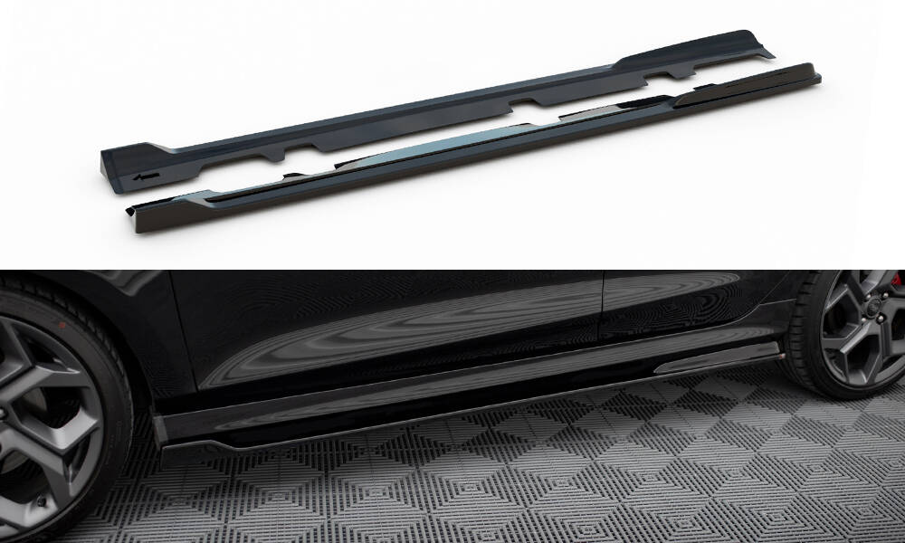 Zijskirts V.6 Ford Fiesta ST / ST Line Mk8  Maxton Glans Zwart