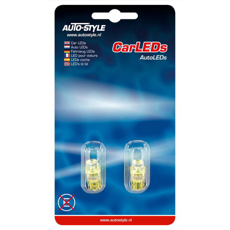T-8 LED Lampen 12V Geel Wide-Angle, set à 2 stuks