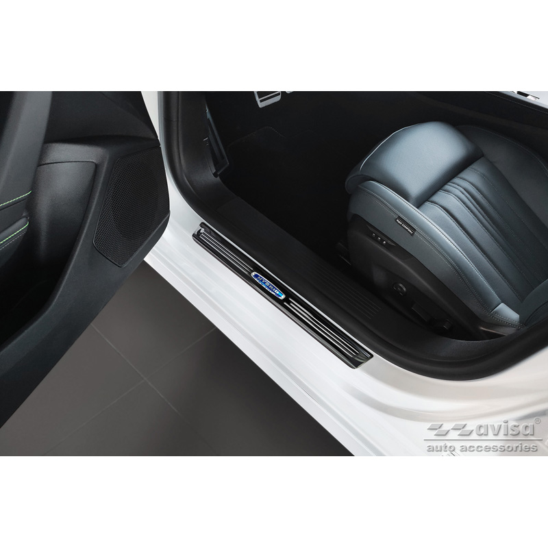Zwart RVS Instaplijsten  Peugeot 308 III HB & SW 2021- 'Hybrid' - 4-delig