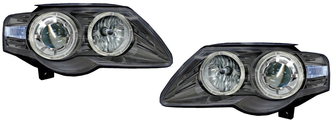 Koplampen VW Passat 3C 05-10 Angel Eyes zwart