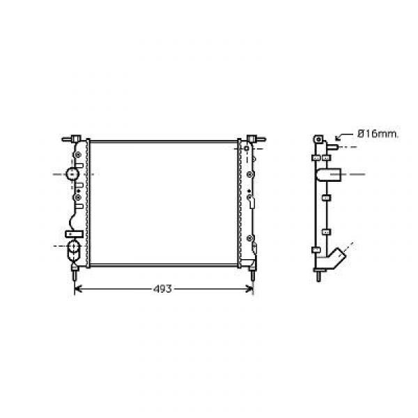 Radiator RENAULT KANGOO 01/99=>> 430x380 1.2. -AC