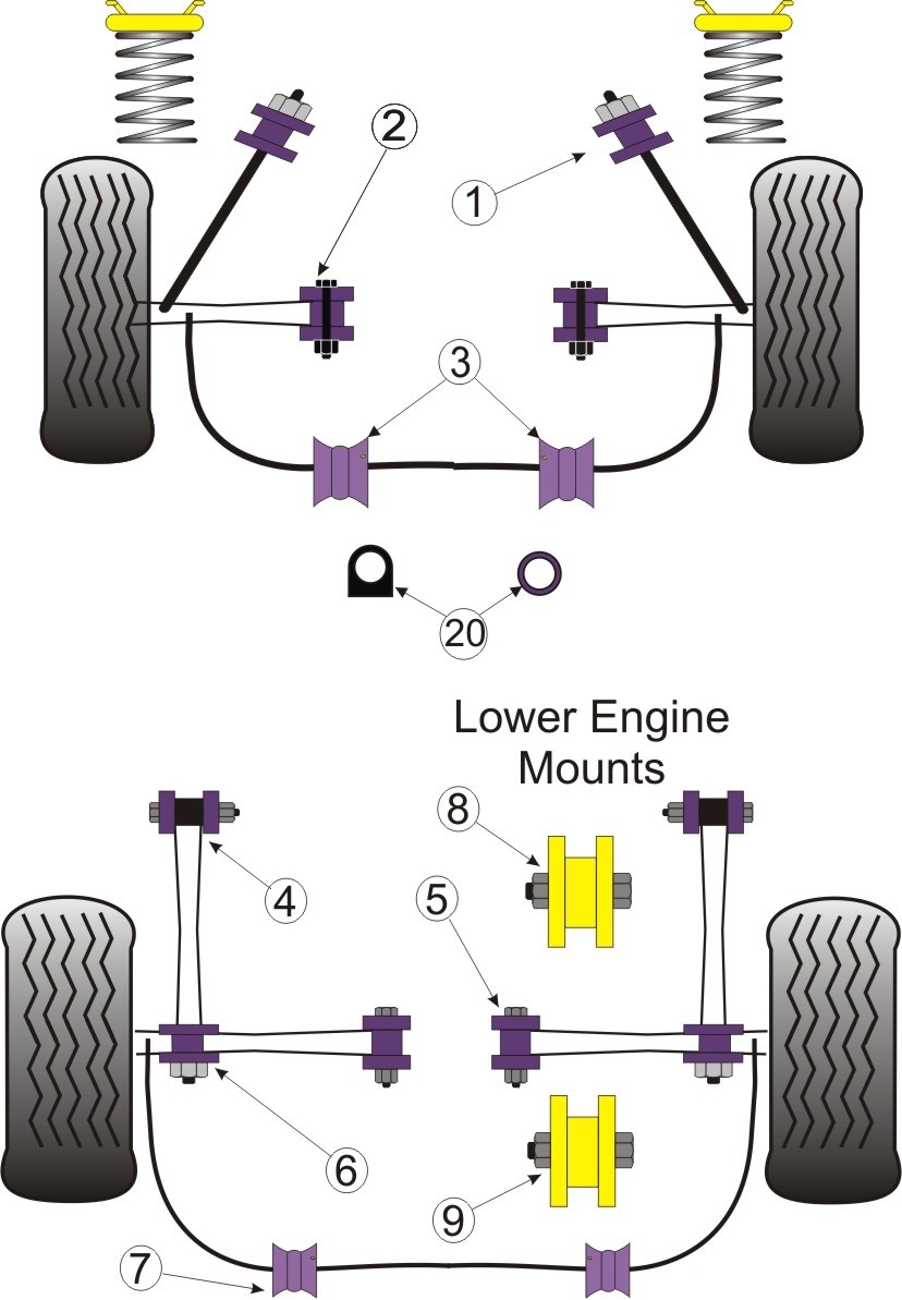 Toyota MR2 3S-FE/GE SW20 Rear Lower Engine Mount Front 83.5mm -
