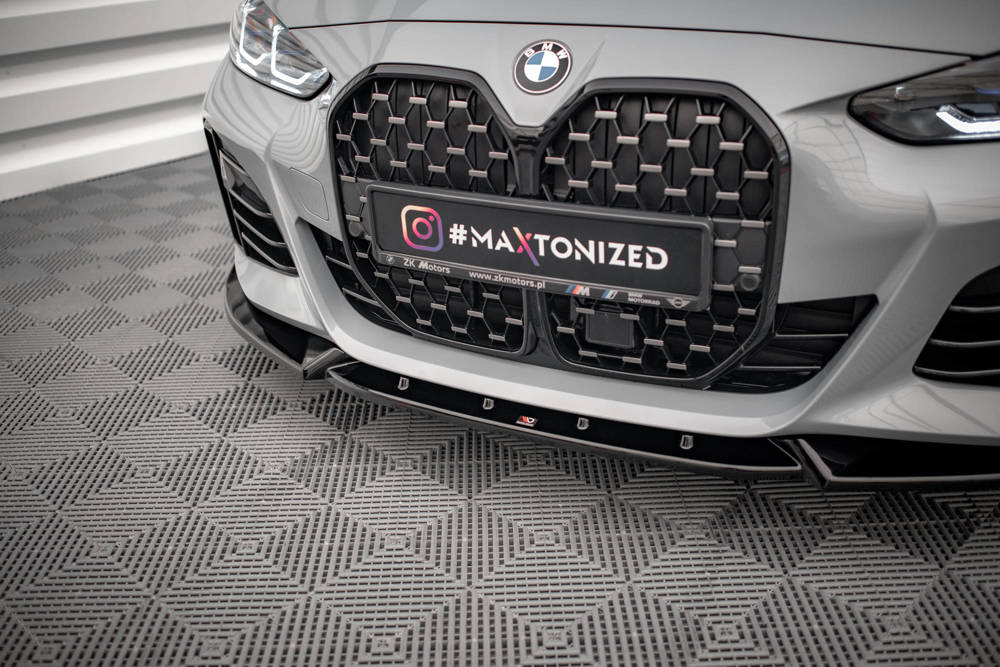 Voorspoiler V.2 BMW 4 Serie & i4 Gran Coupe M Pakket G26 Maxton Glans Zwart