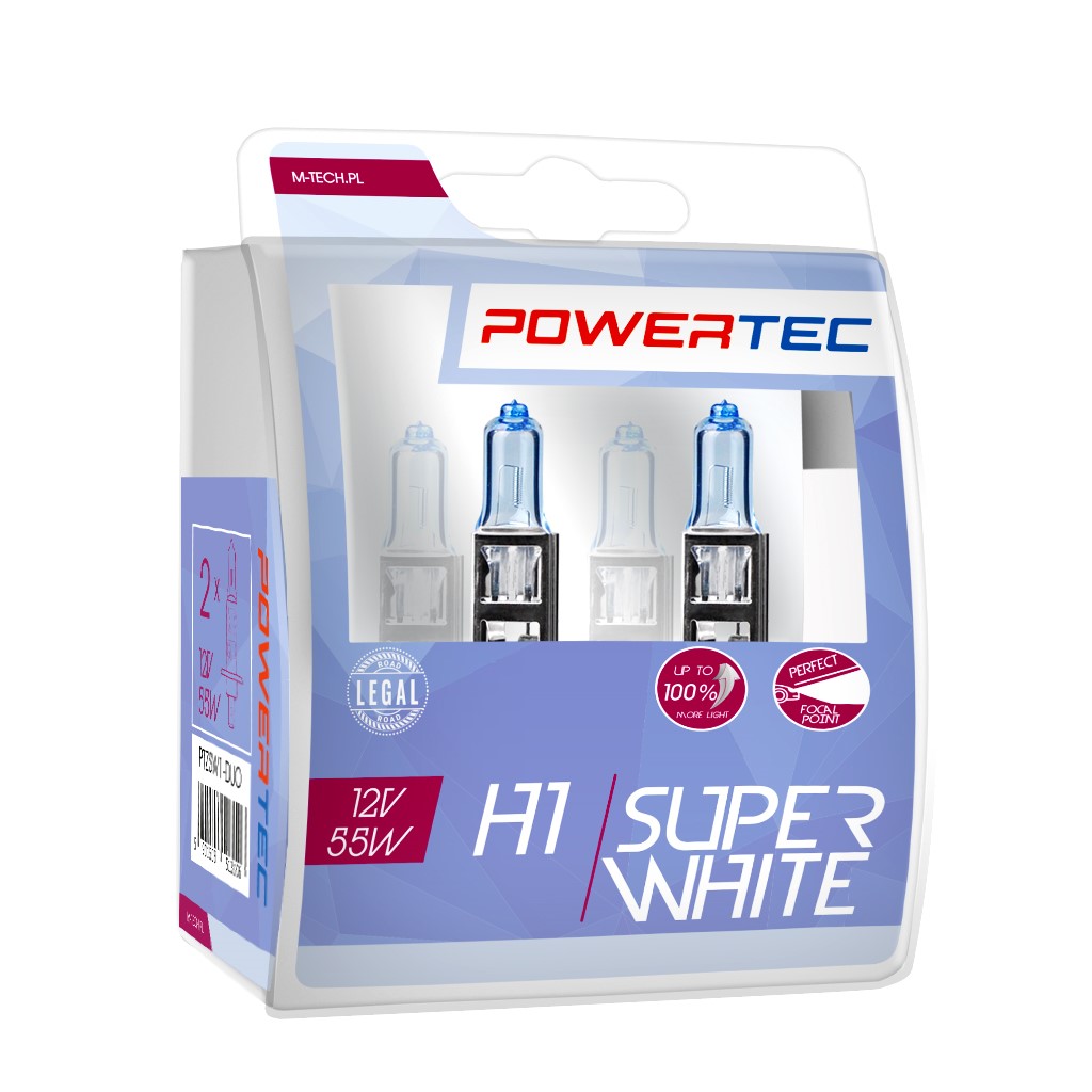 H1 lampen SuperWhite 12V DUO Mtech Powertec