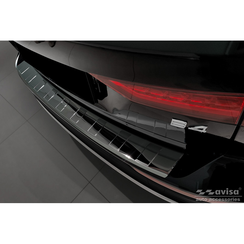 Zwart Chroom RVS Achterbumperprotector  Volvo V60 II / V60 II Cross Country 2018- & V60 II Plug- In Hybrid / R-Design 2019- 'Ribs'