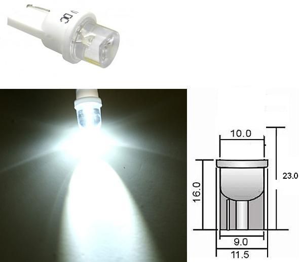 LED T10 W5W Lampjes 12v concave 8mm wit