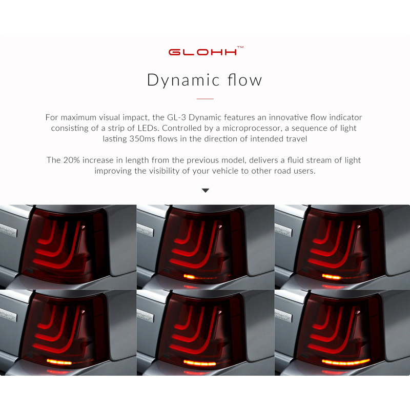 Glohh GL-3 Dynamic LED Achterlichten  Range Rover Sport L320 2005-2009 & 2010-2013 - Rood/Rookgrijs