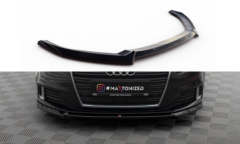 Voorspoiler V.2 Audi A3 8V Sportback FL 16-20 Maxton Glans Zwart