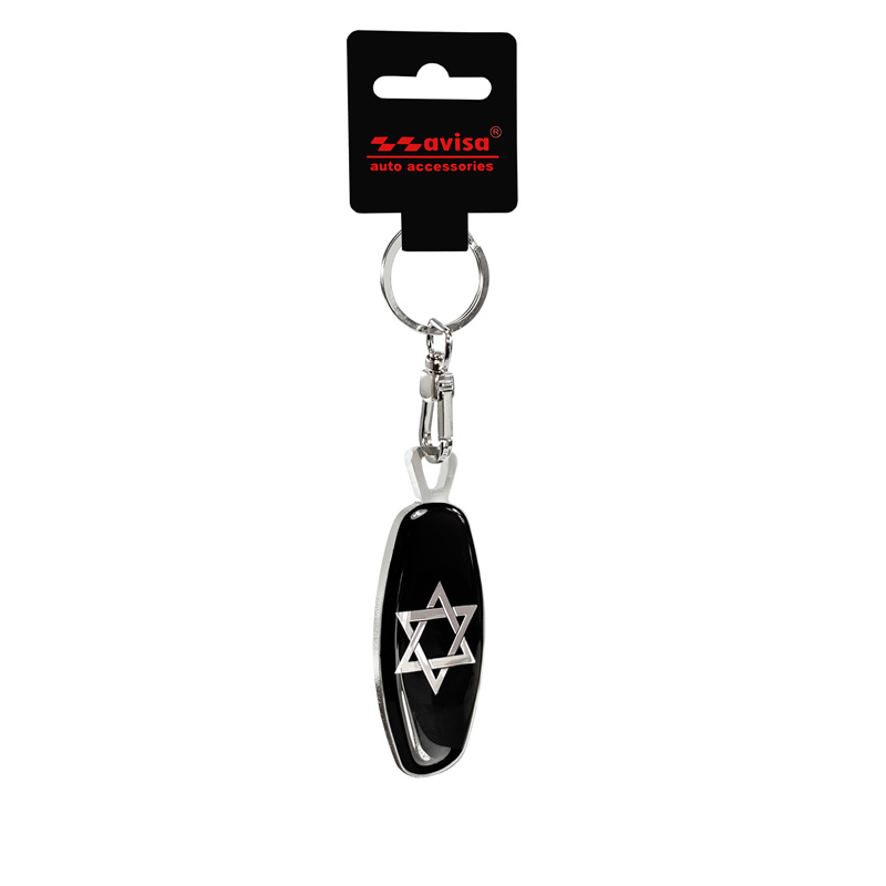 RVS sleutelhanger - Emblem/ Flag Star of David+UA