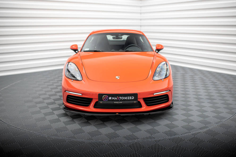 Voorspoiler V.2 Porsche 718 Cayman 982c Maxton Glans Zwart