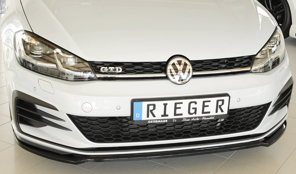 Voorspoiler Volkswagen Golf 7 FL GTI GTD GTE Rieger Glans Zwart
