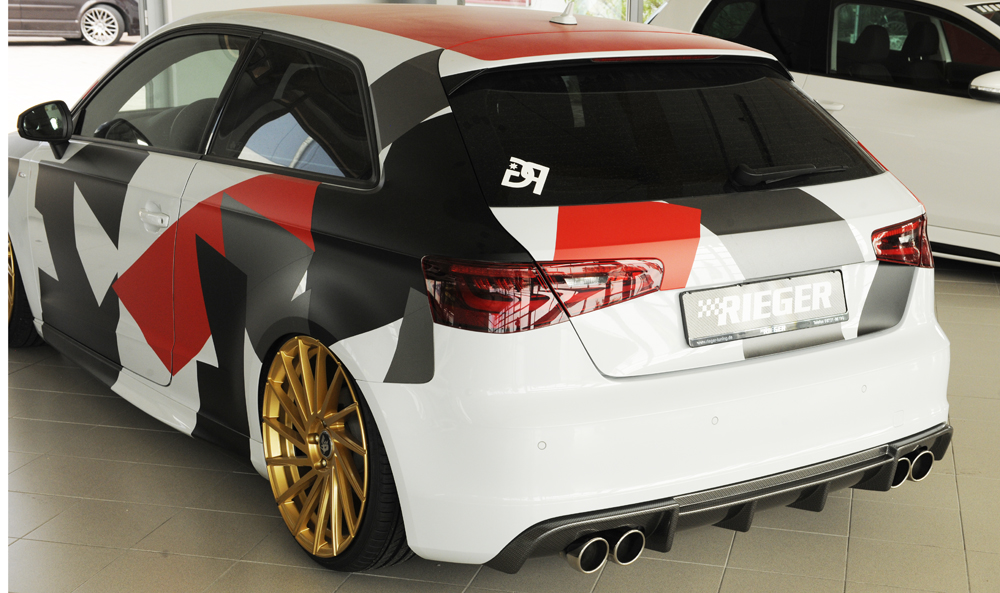 Achter Skirt Audi A3 8V 12-16 S-line Rieger carbon look