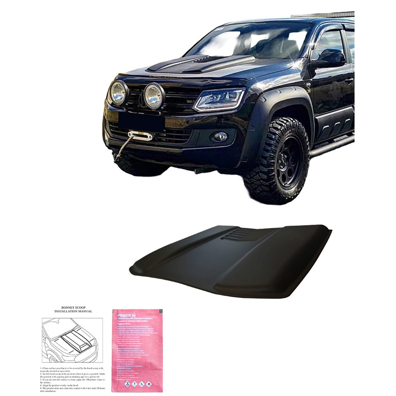Motorkapluchtinlaat (Scoop)  Volkswagen Amarok MK1 2010-2022 & Nissan Navara D40 2005-2010 - Matzwart