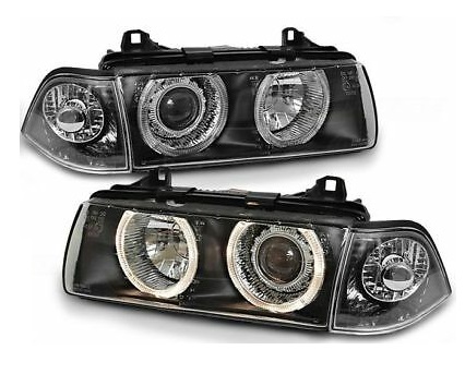 Koplampen BMW E36 Coupe/Cabrio Angel Eyes Zwart