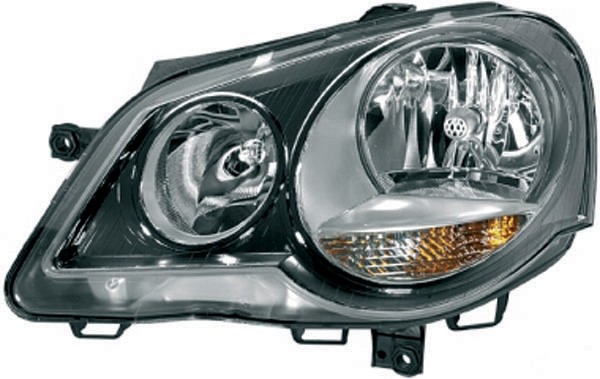 Koplamp rechts POLO 05.09 HELLA H7+H1/ZWART