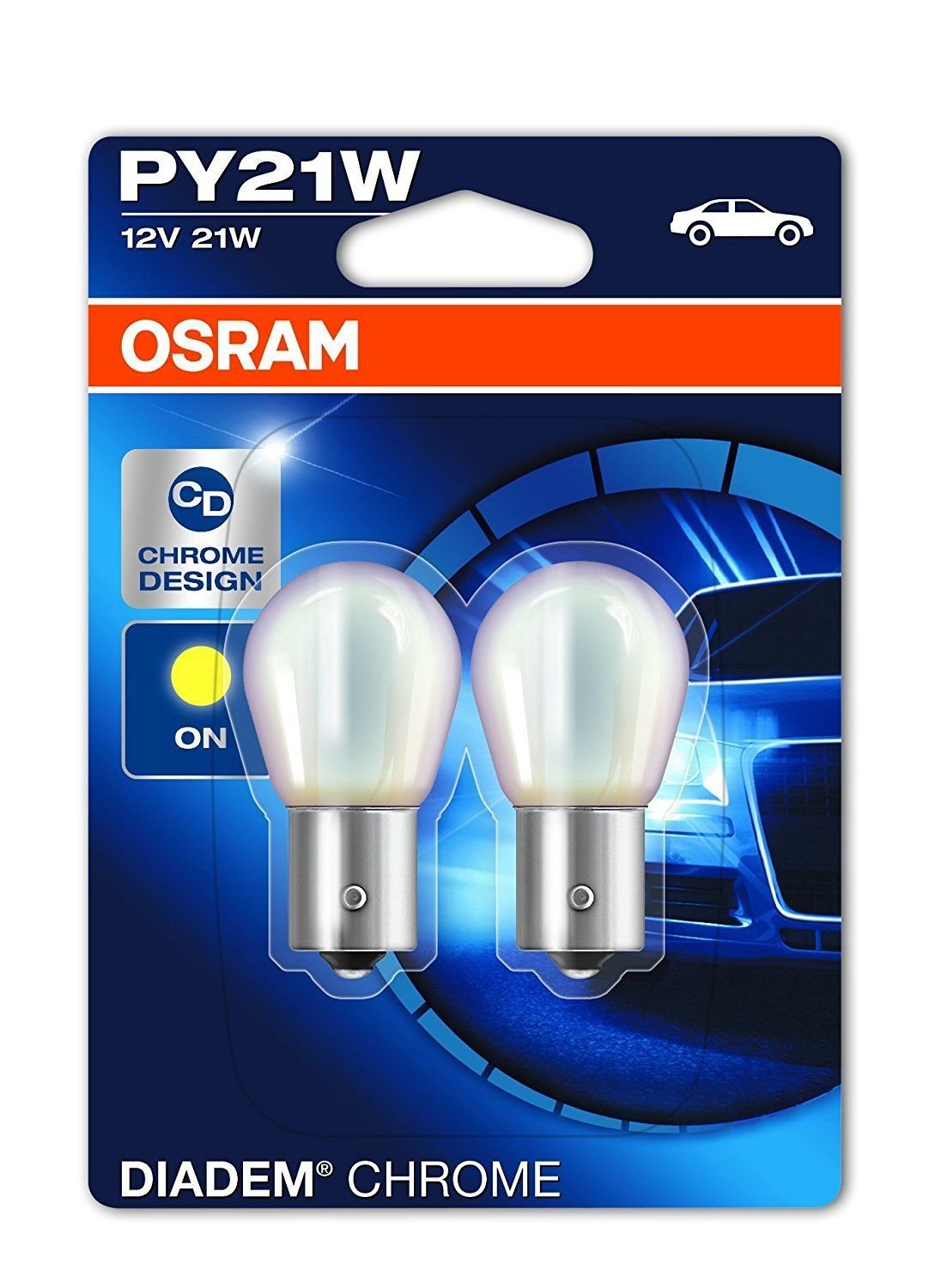 Osram Diadem Chroom Halogeen lampen - BAU15S - 12V/21W - set à 2 stuks - Amber