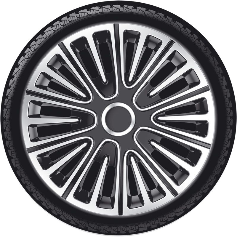 4-Delige Wieldoppenset Motion 16-inch zilver/zwart