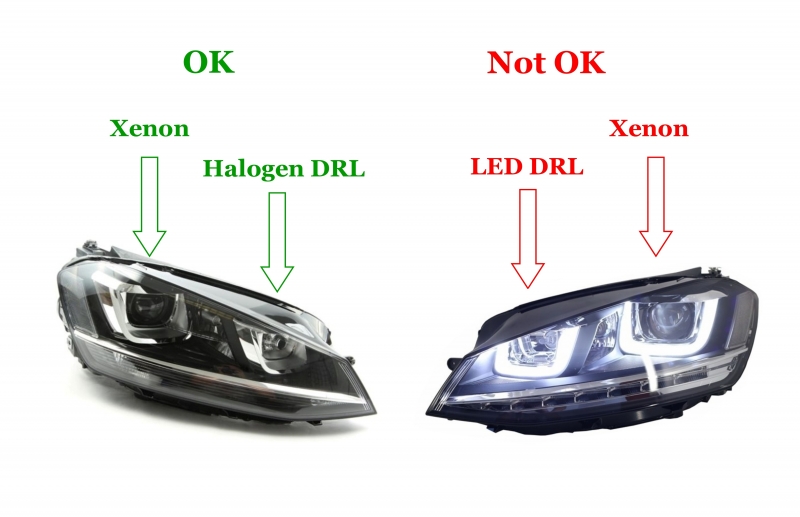 Koplampen VW Golf VII OSRAM FULL LED Chrome (for Xenon and Halo DRL)