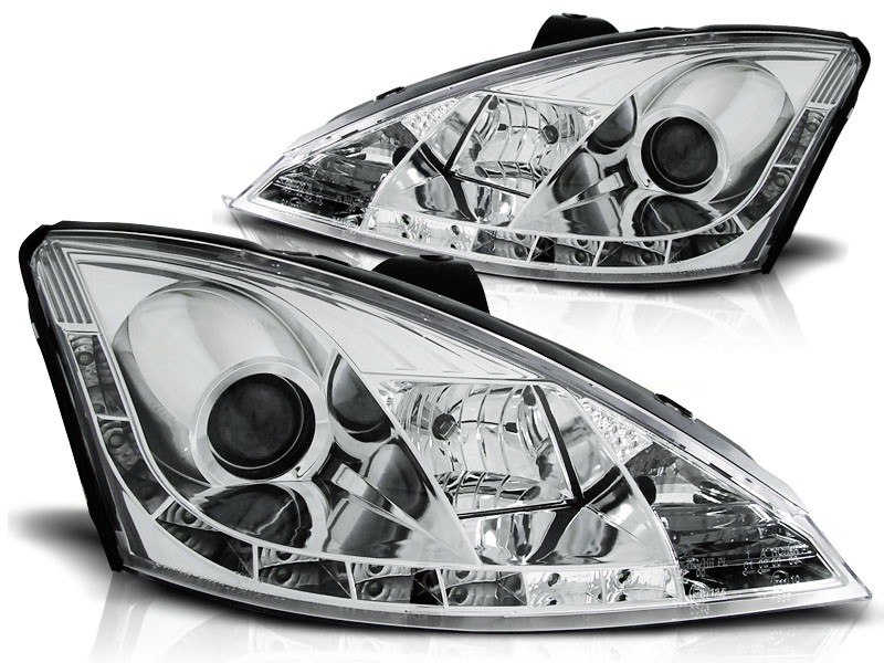 Koplampen Ford Focus 01-04 chroom + Daytime Running Light