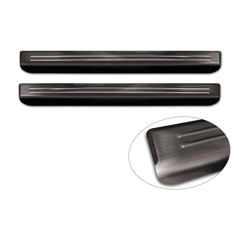 Zwart RVS Instaplijsten  Volkswagen ID.Buzz 2022- - 'Lines' - 2-delig