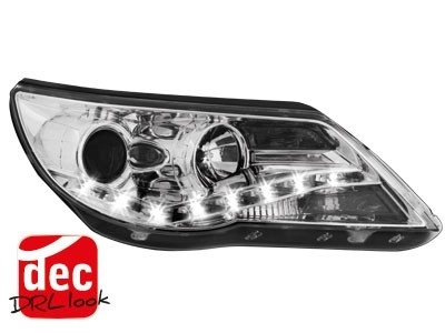 Koplampen VW Tiguan 07-11 DRL look chroom