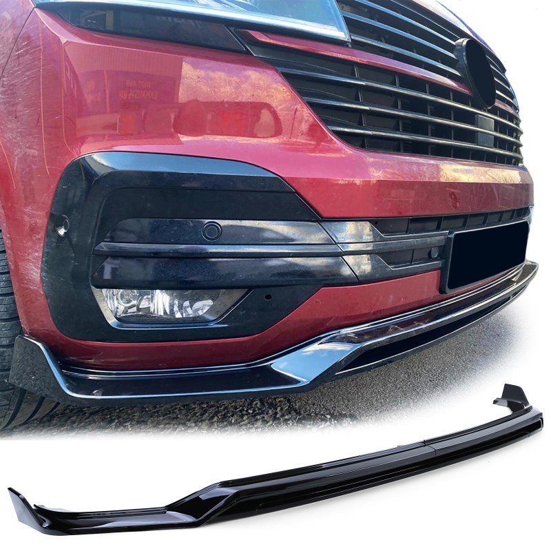 Voorspoilerlip Volkswagen T6.1 Bus Glans Zwart
