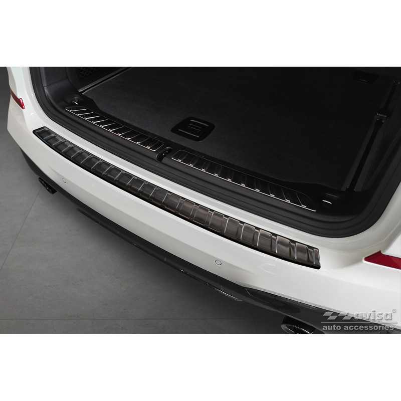 Zwart RVS Achterbumperprotector  BMW X3 G01 M-Pakket 2017-2021 & Facelift 2021- Incl. M Competition 2019-2021 'Ribs'