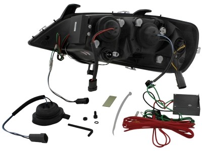 Koplampen Opel Astra G 1998-2004 Devil Eyes real DRL LED Zwart