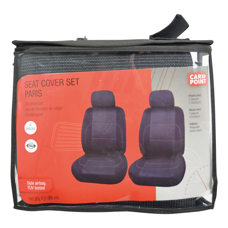 Carpoint Stoelhoesset Universeel Paris 4-Delig - Zwart/Grijs