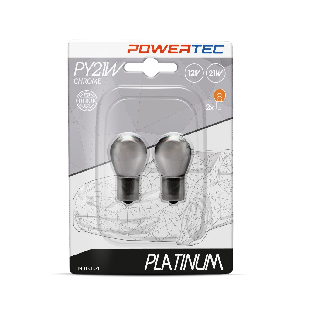 BAU15S PY21W lampen Chroom/amber Powertec 12V 21W
