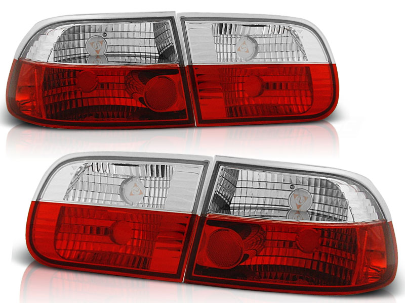 Set Achterlichten  Honda Civic HB 3-deurs 1992-1995 - Rood/Kristal