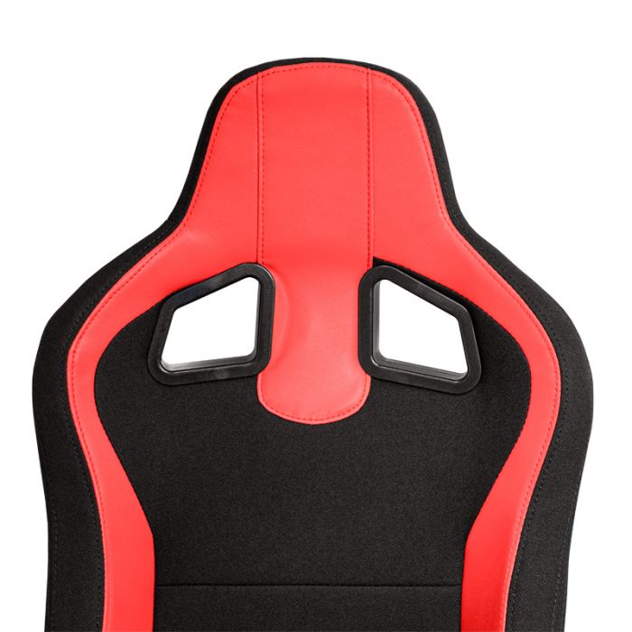 Sportstoel 'MR' - Zwart Kunstleder + Rood Pine textiel - Dubbelzijdig verstelbare rugleuning - incl. sledes