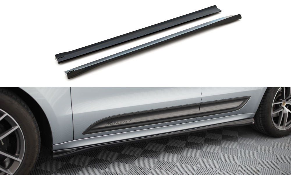 Zijskirts Porsche Macan Mk1 Maxton Glans Zwart