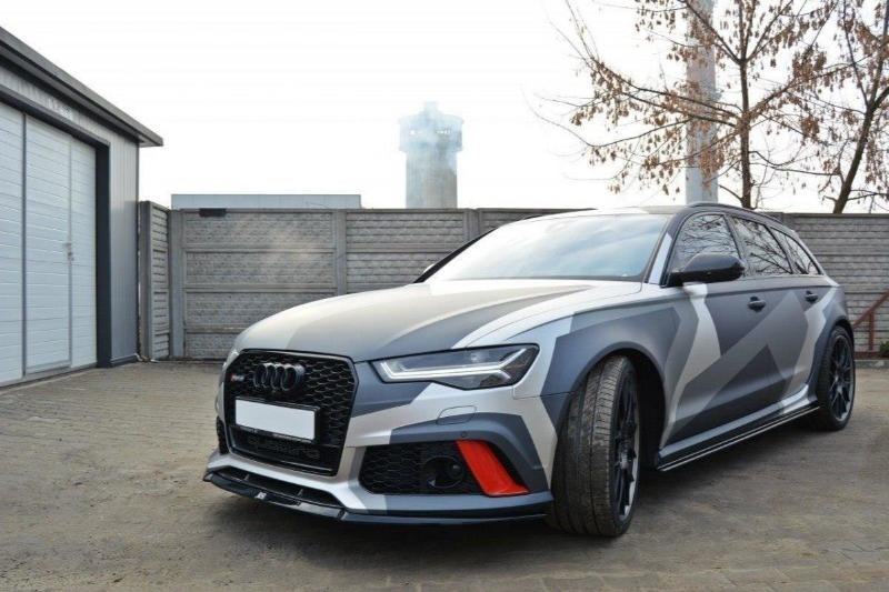 Zijskirts V.1 Audi RS6 C7 Maxton Glans Zwart