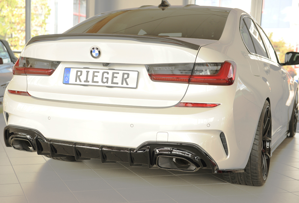 Diffuser BMW 3 Serie G20 M340i Rieger Glans Zwart voor Trekhaak