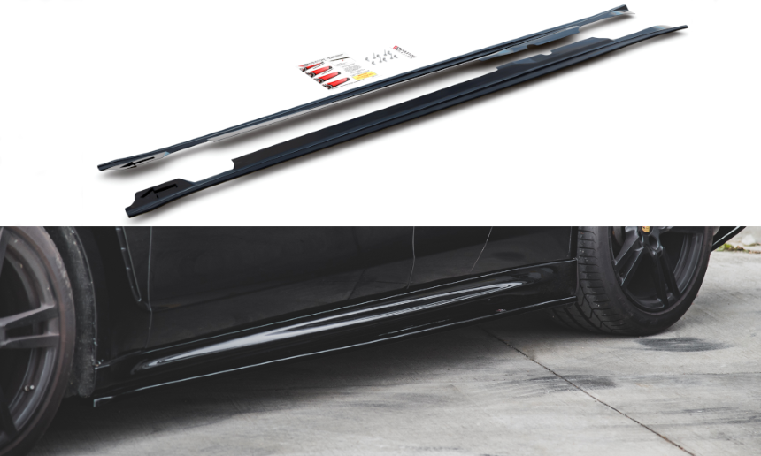 Zijskirts Porsche Panamera Turbo 970 Maxton Design glans zwart V.2