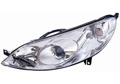 koplamp, H7+H1, elektr verstelb, incl motor, rechts Peugeot 407,