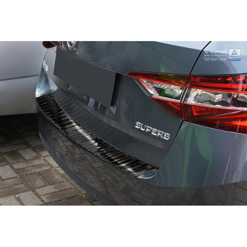 Zwart RVS Achterbumperprotector  Skoda Superb III Combi 2015-2019 & Facelift 2019-2024 incl. Scout 'Ribs'
