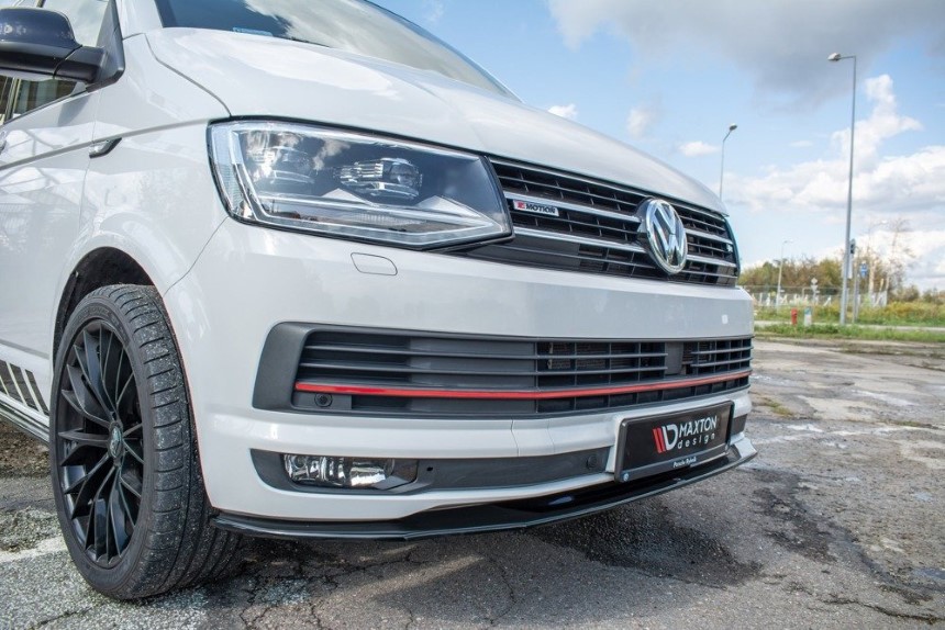 Voorspoiler Volkswagen T6 Bus Glans Zwart V2