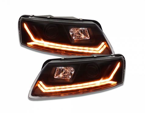 Koplampen Audi A6 4F 04-08 Tube Dynamic LED Zwart Xenon